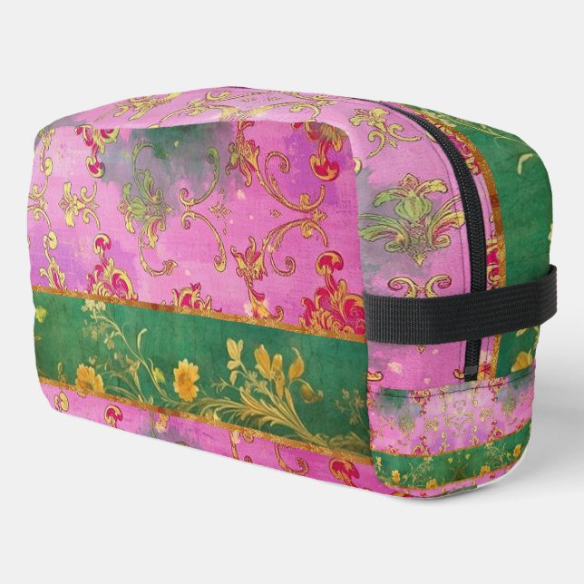 Sac de bain vert rose sauvage - Sac de toilette (Coin gauche)