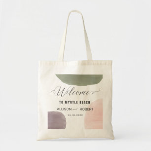 Sac de bienvenue de mariage aquarelle Rose, Sauge,