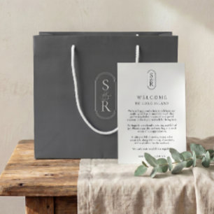 Sac de bienvenue de mariage personnalisé gris fonc