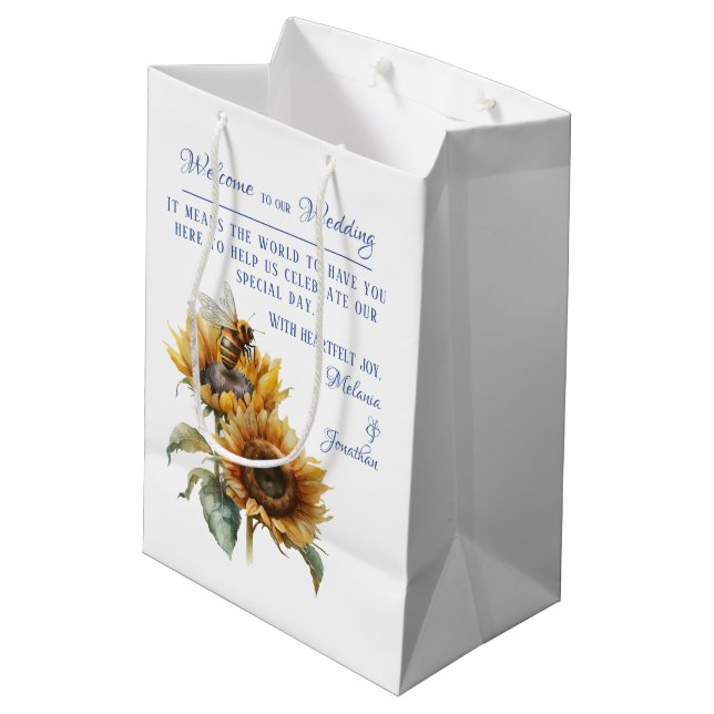 Sac de bienvenue du Mariage de tournesol rustique (Dos Angle)