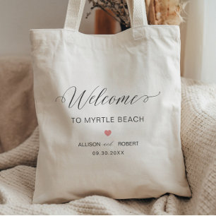 Sac de bienvenue mariage cœur rose pastel,