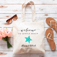 Sac de bienvenue Mariage Starfish, bleu turquoise