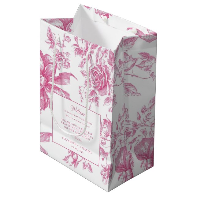 Sac de bienvenue pour Mariage de thé Fleur sauvage (Devant Angle)