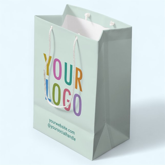 Sac de cadeau d'affaires de 10 pouces avec logo pe (MISOOK 7 x 4.5 x 10 inch Mint Green Gift Bag with Logo)