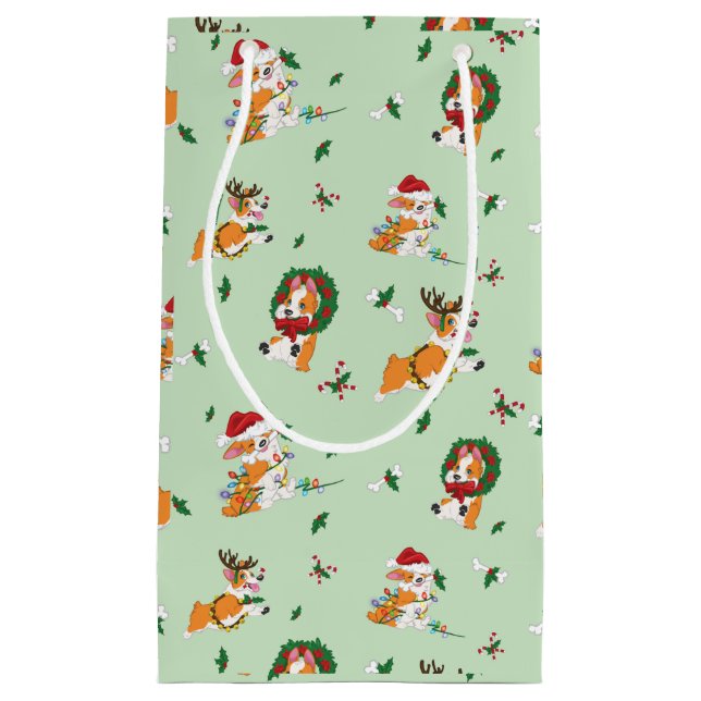 Sac de cadeau de Corgis de Noël (Devant)