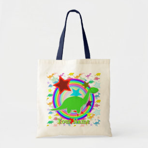 Sac de cadeau de dinosaure vert avec votre nom