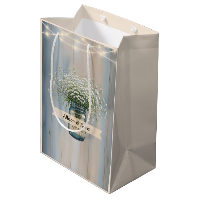 Sac de cadeau de douche de mariage de grange rusti (Dos Angle)