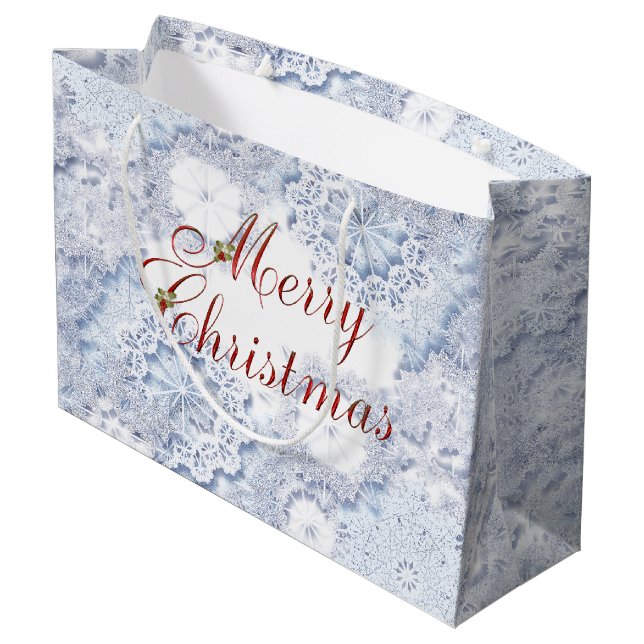 Sac de cadeau de neige de Joyeux Noël grand (Dos Angle)