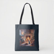 Sac de cadeau de Noël avec les chats en sac fourre