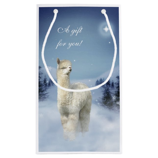 Sac de cadeau de Noël d'hiver d'alpaga petit (Dos)