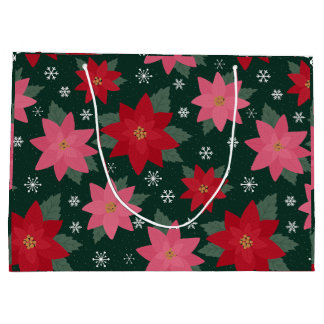 Sac de cadeau de Noël Prépa aux Poinsettias et flo