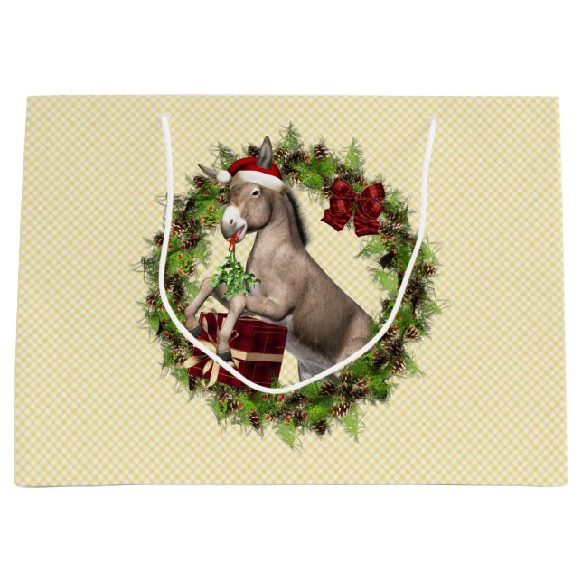 Sac de cadeau de Père Noël d'âne de Noël (Devant)