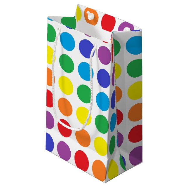 Sac de cadeau de pois d'arc-en-ciel (Devant Angle)