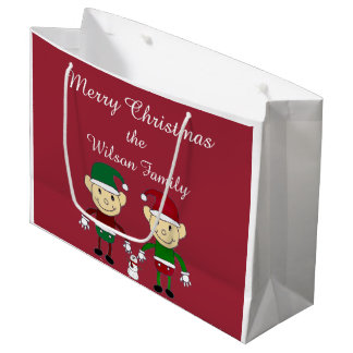 Sac de cadeau de vacances d'elfes de Noël grand