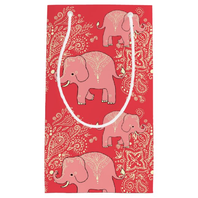 sac de cadeau d'éléphants de mehndi (Devant)
