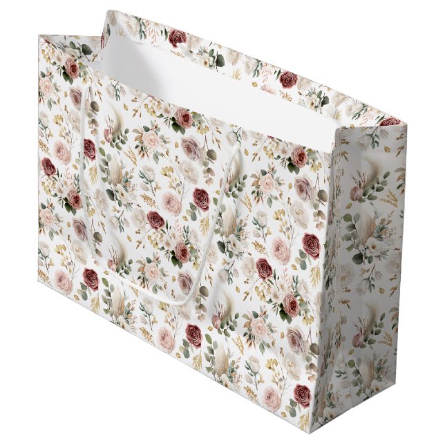 Sac de cadeau floral élégant d'automne pour douche (Devant Angle)