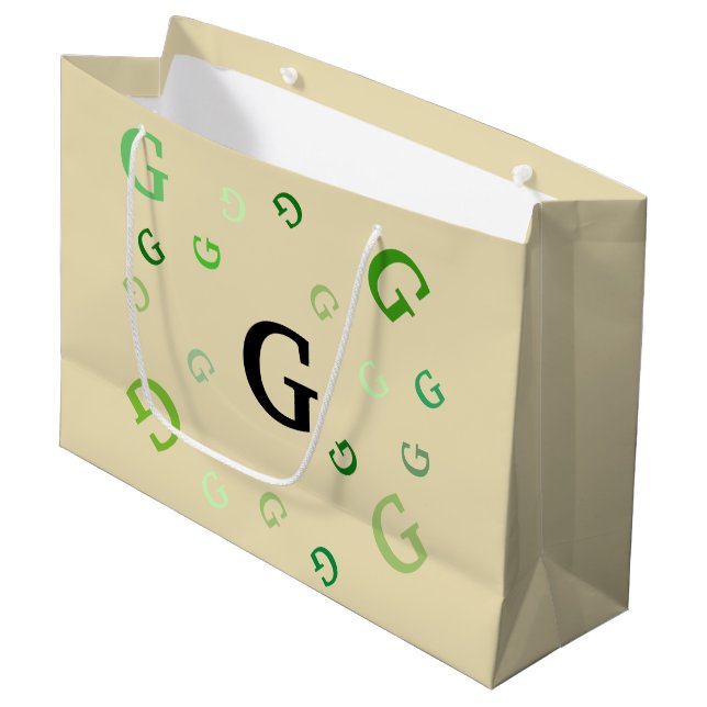 Sac de cadeau (Lrg) - lettres brouillées en verts (Devant Angle)