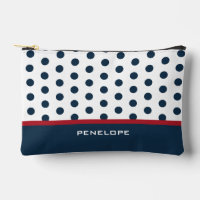 Sac de cosmétique de la Marine avec Pois, Stripes,