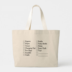 Sac de couches avec liste de contrôle sur le dos