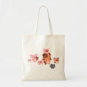 Sac de famille de cochon en caricature mignon