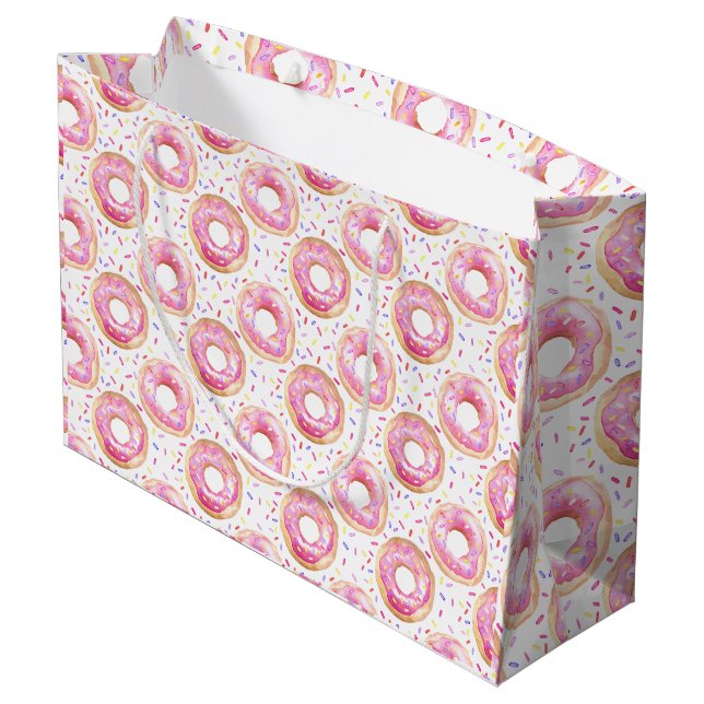Sac de fête d'anniversaire en aquarelle Donut rose (Dos Angle)