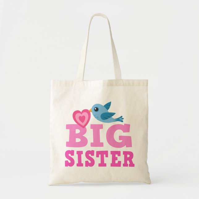 Sac de grande soeur avec l'oiseau et le coeur (Devant)