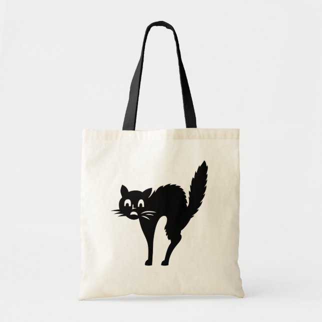 Sac de Halloween de chat noir de des bonbons ou un (Devant)