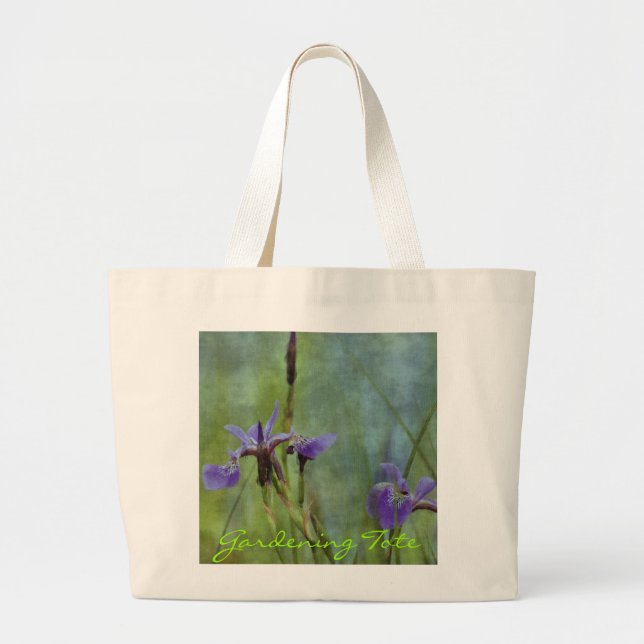 Sac de jardinage floral impressioniste bleu Iris (Devant)