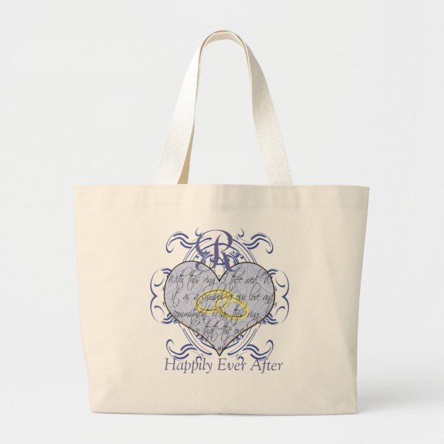 Sac de la mariée Mariage de Monogramme bleu (Devant)