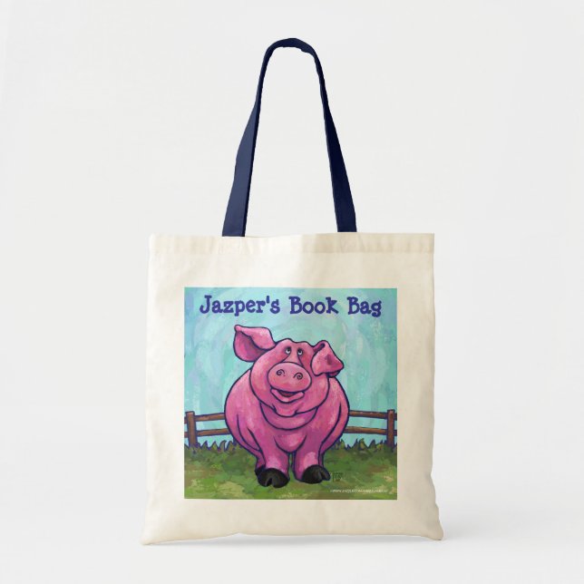 Sac de livre personnalisé pour porc rose mignon (Devant)
