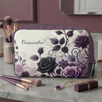 Sac de maquillage de voyage floral gothique foncé 