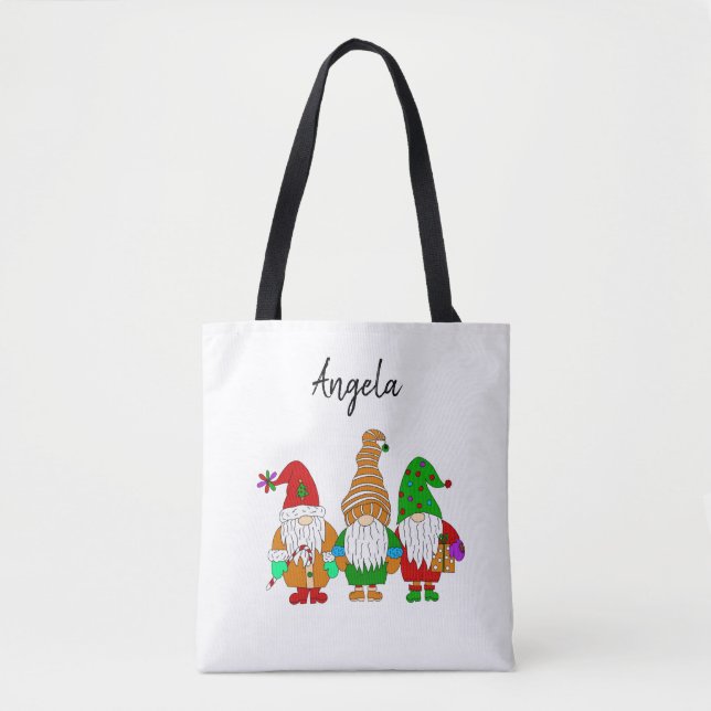 Sac de Noël personnalisé avec mignon Gnome en dess (Devant)