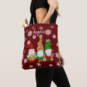 Sac de Noël personnalisé avec mignon Gnome en dess