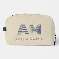 Sac de plage à monogramme personnalisé bleu côtier