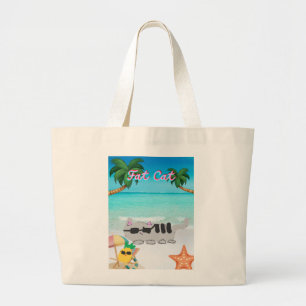 Sac de plage double face vacances gros chat