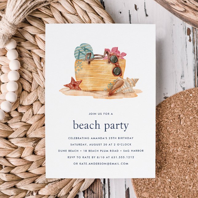 Sac de plage | Invitation de fête sur la plage (Créateur téléchargé)