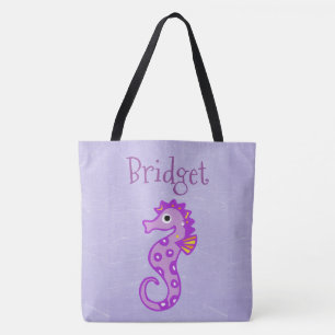 Sac de plage personnalisé par hippocampe mignon