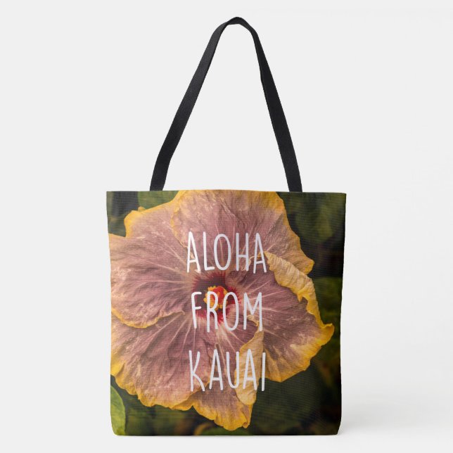 Sac de plage réversible Hawaii Lilac Hibiscus (Devant)