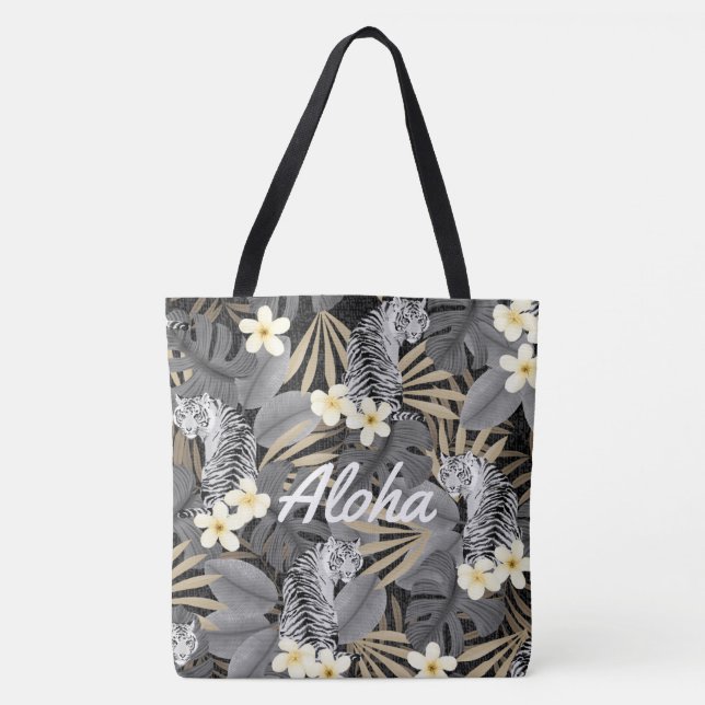 Sac de plage Tropical Tiger Hawaiian Palm Jungle (Devant)