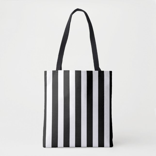 Sac de shopping moderne à rayures blanches noires (Devant)