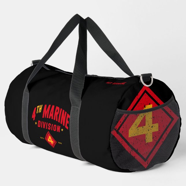 Sac De Sport 4e division maritime "Combat quatrième" Noir (Coin droit)