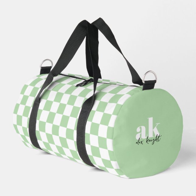 Sac De Sport À damiers Monogramme de signature rétro (Coin gauche)
