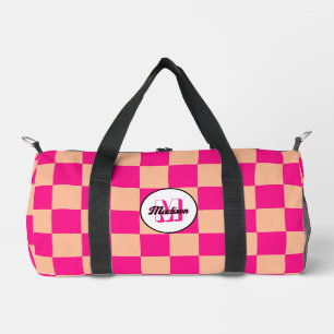Sac De Sport à damiers pêche rose chaud rétro