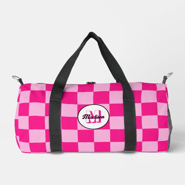 Sac De Sport à damiers rose chaud clair rétro (Recto)