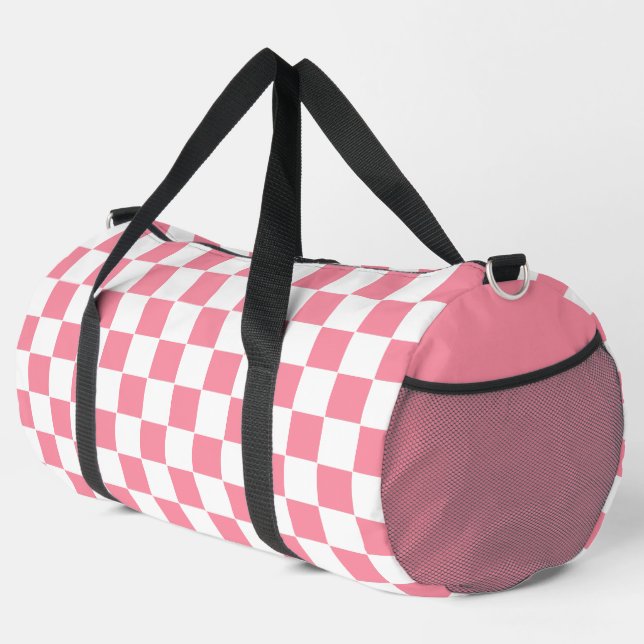 Sac De Sport à damiers rose et blanc (Coin droit)