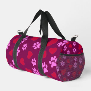 Sac de sport à motif Empreintes de Pattes & Cœurs
