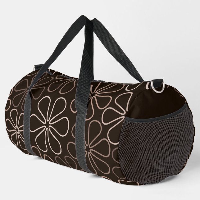 Sac De Sport Abstrait Big Flower Outlines Browns & Creams (Coin droit)