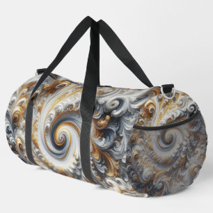 Sac De Sport Abstrait Moderne Tourbillonnant Or, Noir et Blanc