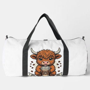Sac De Sport Accro au café Vache des Highlands Mignonne Gravure