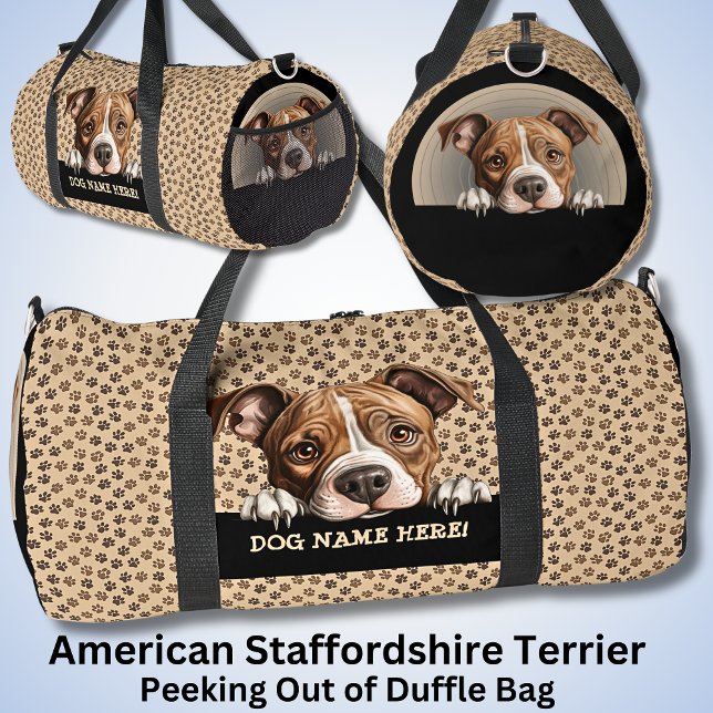 Sac De Sport Ajouter Chien Votre Nom American Staffordshire Ter (Créateur téléchargé)